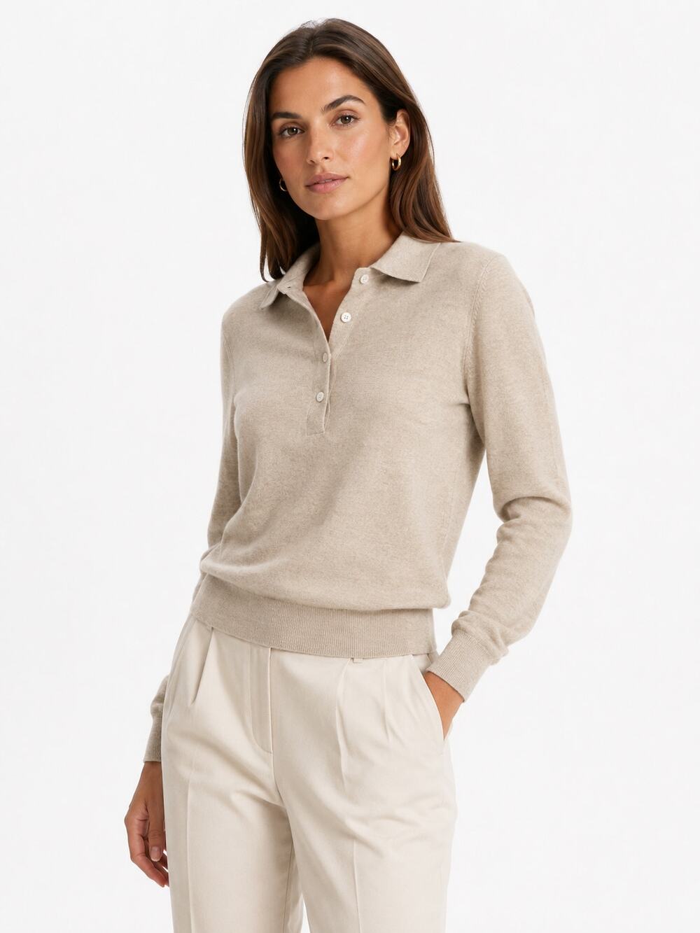 Suitsupply Sand Long Sleeve Polo 100% pure wool size S